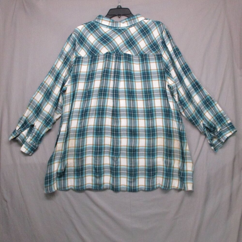 Lane Bryant Button Down Tunic Top Long Sleeve Plaid Blue Women Size | 24 - Picture 10 of 12